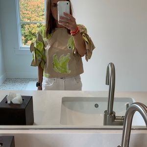 MSGM crop banana-print top